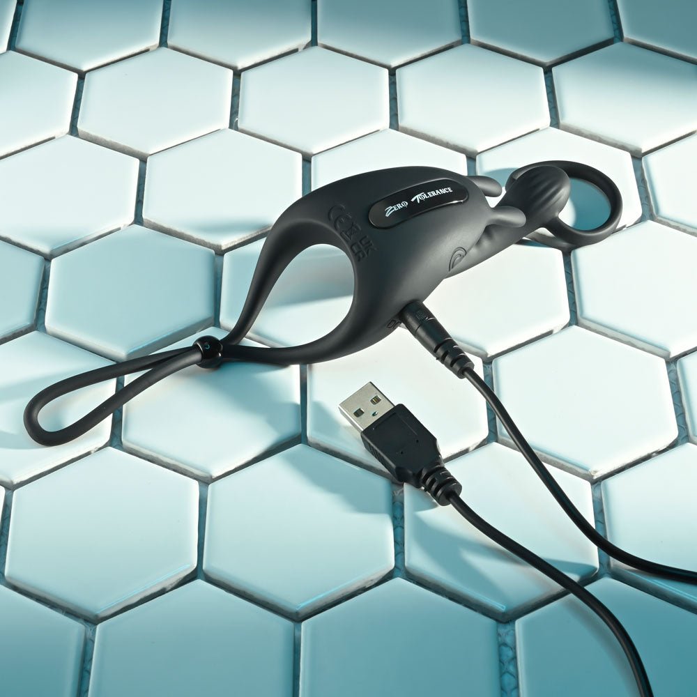 Zero Tolerance SADDLE UP Black USB Rechargeable Vibrating Cock & Ball Rings